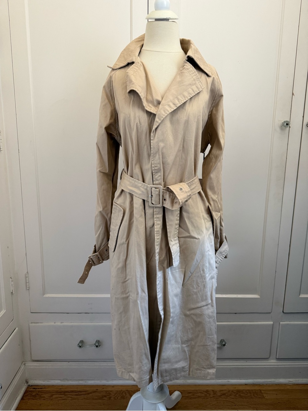 FOREVER 21 Premium Label Cotton Classic Beige Trench Coat with Belt